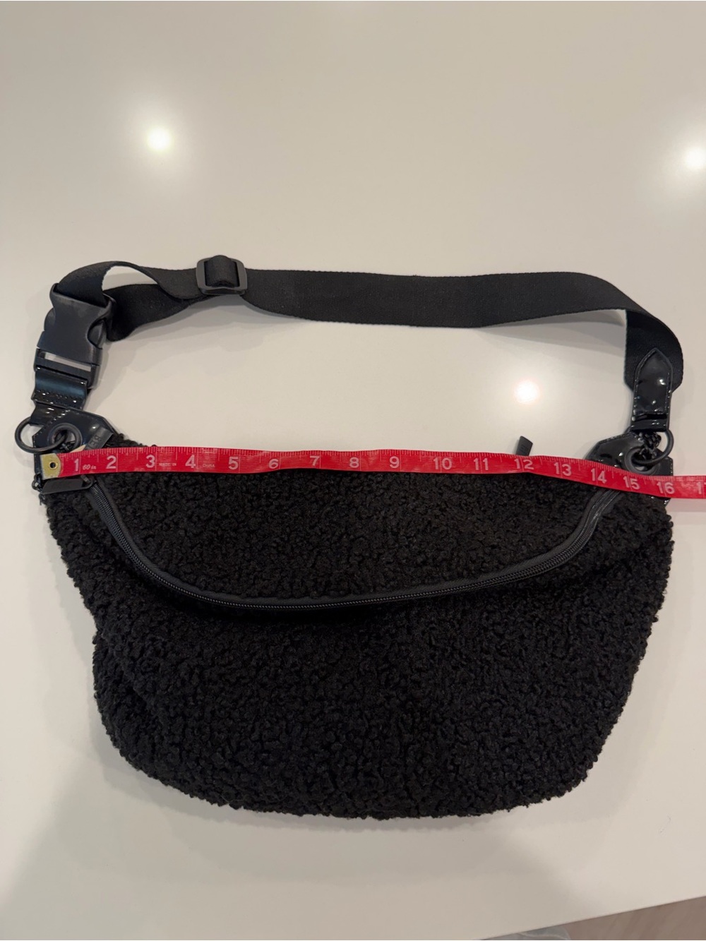 BEIS Black Sherpa Crossbody Bum Sling Bag - Picture 4 of 5